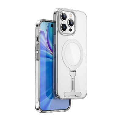 Ốp lưng sạc từ tính tích hợp kệ đỡ ẩn cho iPhone 15 Pro / 15 Pro Max / 15 Plus hiệu WIWU Stand chống sốc, chống va đập bảo vệ camera - Hàng nhập khẩu