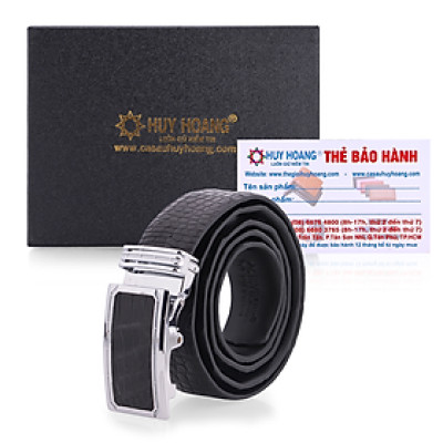 Thắt Lưng Nam Da Cá Sấu Gai Lưng Huy Hoàng HT4207 (120 x 3.5 cm) - Đen