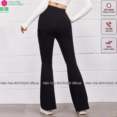 Quần ống loe Hiền Trần BOUTIQUE nữ lưng cạp cao co giãn vải Umi Hàn co giãn tốt dáng dài