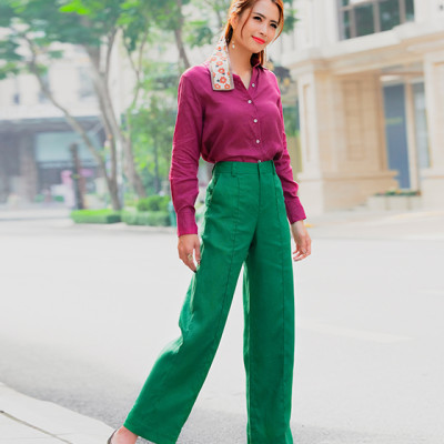 Quần Ống Suông Linen Gerbera PAN047 Thời trang thiết kế Hity