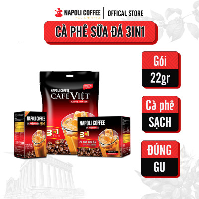 Cà phê hòa tan sữa đá 3in1 nguyên chất Arabica/Robusta Napoli Coffee túi lớn (35 gói x 22g)