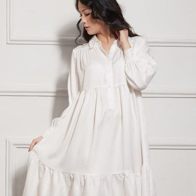 Đầm Babydoll Lụa Satin Cổ Bẻ Maxivic, La Mộc - LM012211