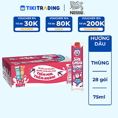 Thùng 28 gói Sữa chua Tổ Yến Nestlé Yogu Gấu Hương Dâu 28x75ml