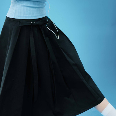 DOTTIE - Váy midi dập ly - Đen - S0289