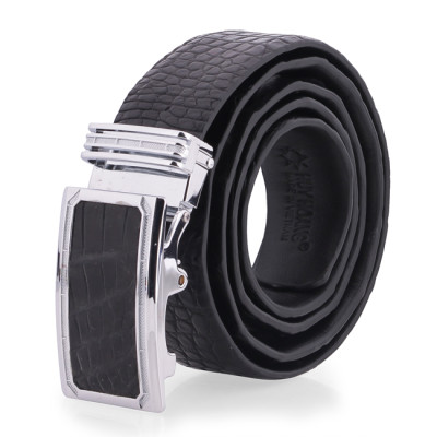 Thắt Lưng Nam Da Cá Sấu Gai Lưng Huy Hoàng HT4207 (120 x 3.5 cm) - Đen