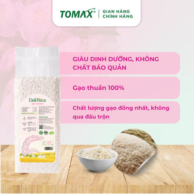 Combo 2 túi Gạo Jasmine thơm dẻo mềm 1kg TOMAX