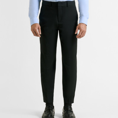 Quần Âu Nam ROUTINE Twill Ống Ôm Xếp Ly Trơn Form Slim Crop - ROUTINE 10F23PFO001R1