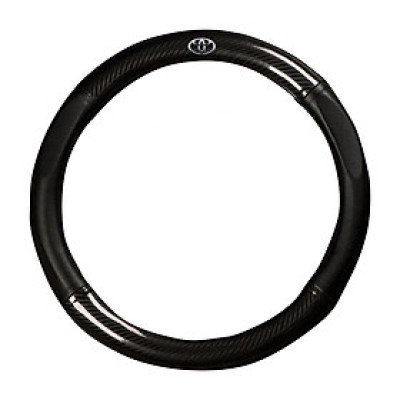 Bọc vô lăng TTAUTO cho xe ô tô từ 4 đến 7 chỗ chất liệu da vân carbon cao cấp có logo TOYOTA (Đen)