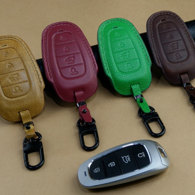 Bao da ép phom Handmade chìa khóa xe ô tô Hyundai SANTAFE da bò thât giá tận xưởng (có bán sỉ) - hàng chính hãng