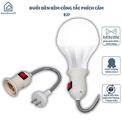 Đuôi Đèn Đa Năng Xoay 360 Độ – Đui Đèn E27 Lò Xo Phích Cắm Kèm Công Tắc-Tiện Lợi và Linh Hoạt Trong Mọi Không Gian - HÀNG CHÍNH HÃNG MINIIN