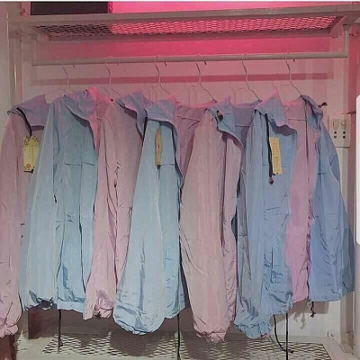  Áo khoác nữ dù 2 lớp phối sọc tay có nón dễ thương - M092