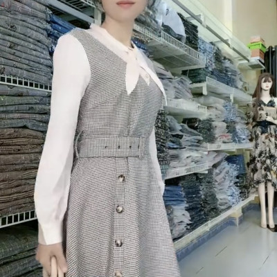 Đầm xòe kẻ sọc kèm belt thanh lịch cá tính myqlothing.