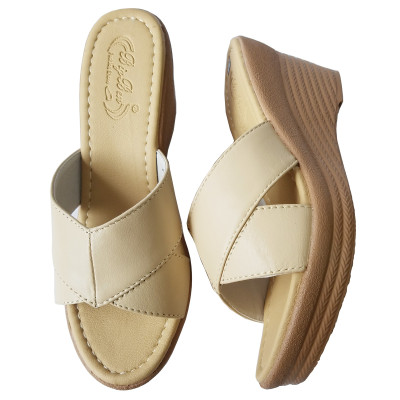 Dép Đế Xuồng Nữ BIGBEN Da Bò Thật Cao 7 Phân DX46