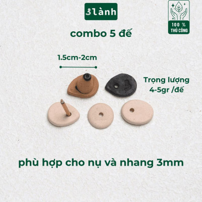 Bộ 5 Đế Cắm Nhang Trầm Hương Nhang Thủ Công Bằng Gốm Đất Sét Thủ Công Khe Nhang 3mm