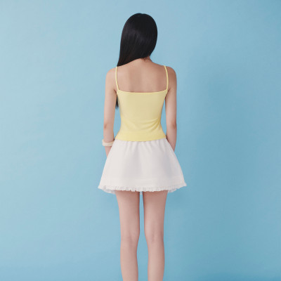 DOTTIE - Chân váy ngắn trang trí bèo - Trắng - S0284