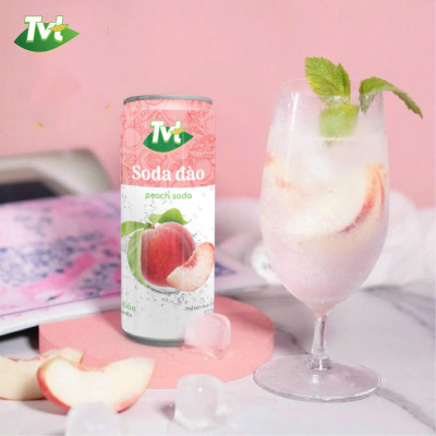 [Thùng 24 lon 320ml] Soda Đào TVT - Nước cốt đào tự nhiên cùng soda nhẹ nhàng