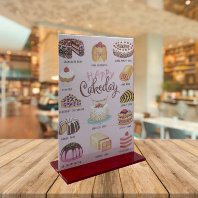 Kệ menu nhà hàng, Standee mica để bàn, Bảng quét mã QR Code, Kệ mica 2 mặt Enter E07 150x210mm đế lùa A5 đứng