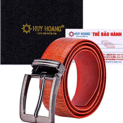 Thắt Lưng Nam Da Đà Điểu Bản Lớn Trơn Đầu Kim Huy Hoàng HT4432 - Vàng