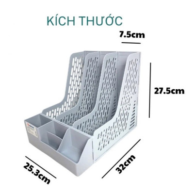 Khay đựng tài liệu văn phòng, giấy A4 Việt Nhật (MS: 5680) – Khay đựng sách vở, đồ dùng học tập 3 ngăn tiện ích