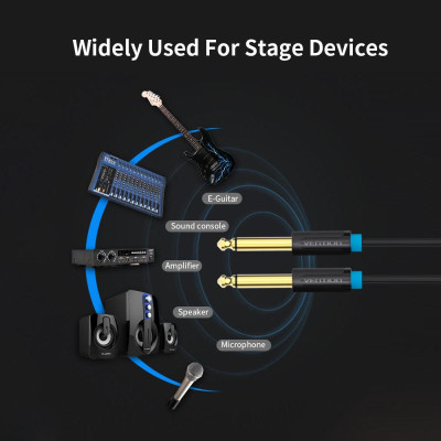 Cáp âm thanh Male to Male HiFi Mạ vàng cho Guitar / Bộ khuếch đại / Micrô VENTION 6.5mm