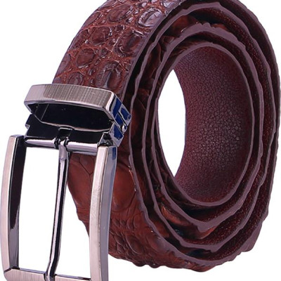 Thắt Lưng Nam Da Cá Sấu Gai Lưng Đầu Kim Huy Hoàng HT4728 - Nâu Đất