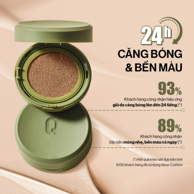 Phấn nước trang điểm căng bóng thuần chay GLAMRR Q VEGAN SUPER GLOW CUSHION (1 lõi x 15g) by Gilaa