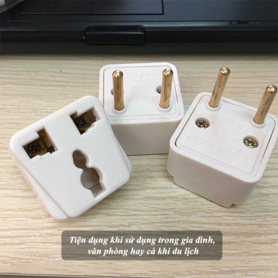 Ổ Cắm Điện - Đầu Chuyển Đổi Phích Điện 3 Chân Sang 2 Chân || 3 Chạc Sang 2 Chấu, Tiện Dụng, An Toàn, Nhr Gọn. TakyHome 8611