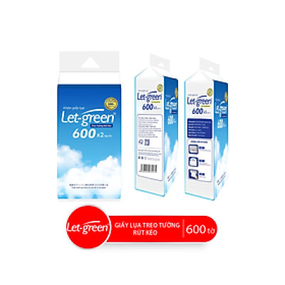 Combo Bao Khăn Giấy Lụa Treo Tường Rút Kéo LET-GREEN, 600 Tờ/Bao