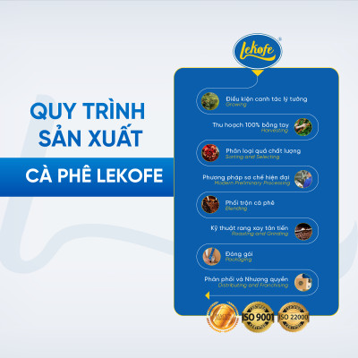 Cà phê rang xay Bình Minh Lekofe 100% Robusta Đắng đậm chát nhẹ Túi 500gram