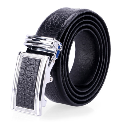 HJ4114 - Dây nịt nam da thật vân cá sấu Huy Hoàng màu đen