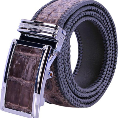 Thắt Lưng Nam Da Cá Sấu Đan Viền Bản Lớn Huy Hoàng HT4293 - Xám