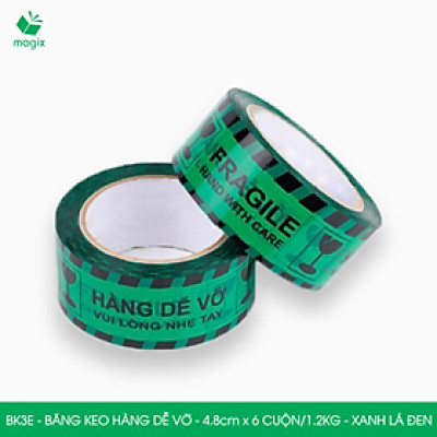 BK3E - Băng keo HÀNG DỄ VỠ màu xanh lá đen khổ 4.8 cm - Băng dính niêm phong - 3 cuộn