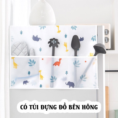 Khăn che tủ lạnh vải nilon có túi đựng 2 bên ,chống thấm ,chống bụi ,hoa văn trang nhã ,màu sắc đẹp mắt ,bảo vệ nóc tủ lạnh luôn sạch sẽ như mới