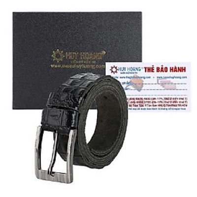 Dây nịt nam vân cá sấu Huy Hoàng 1 lớp màu đen HC4150