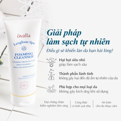 Sữa Rửa Mặt OVALLA Tạo Bọt Siêu Nhỏ Giúp Làm Sạch Sâu Và Dưỡng Ẩm Dành Cho Mọi Loại Da (Tuýp 120ml)