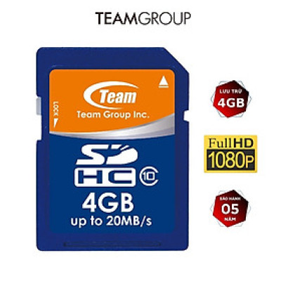 Thẻ nhớ SDHC Team Group 4GB upto 20MB/s Class 10 (dành cho máy ảnh) - Hàng chính hãng