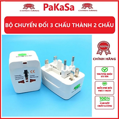 Bộ Chuyển Đổi 3 Chấu Thành 2 Chấu - Ổ cắm du lịch đa năng dùng được cho chuẩn cổng Mỹ, Nhật, Châu Âu, Úc - Hàng chính hãng