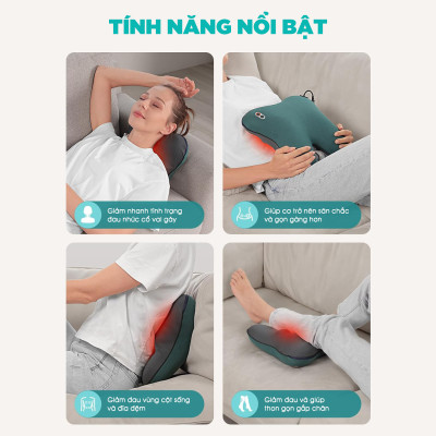 Gối Massage Đa Năng KingTech KP-500 - Máy Mát xa Toàn Thân Nhiệt Hồng Ngoại - Chuyên Sâu Cho Cổ, Vai Gáy, Lưng Dưới, Đùi, Chân - Sử Dụng Tại Nhà, Văn Phòng, Trên Ô Tô - Quà Tặng Cho Bạn Bè, Người Thân