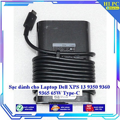 Sạc dành cho Laptop Dell XPS 13 9350 9360 9365 65W Type-C - Kèm Dây nguồn - Hàng Nhập Khẩu