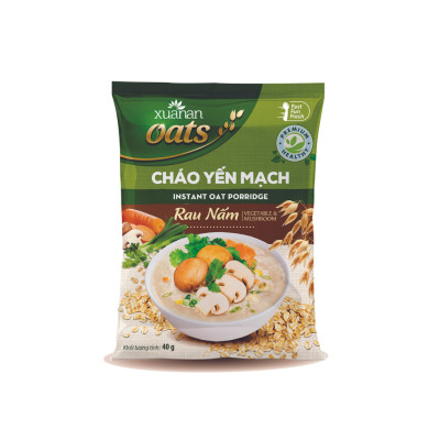 Cháo Yến Mạch Rau Nấm Xuân An Gói 40G [chay dùng được] (Mua 6 Gói Tặng Kèm 1 Gói)