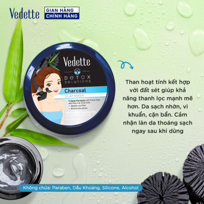 Mặt nạ đất sét Vedette Than Hoạt Tính 145g (TPM282)